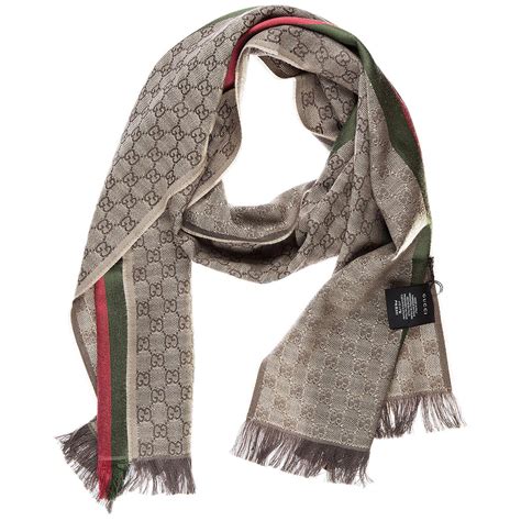 gucci scarf jacquard wool|Gucci scarf with fur trim.